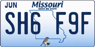 MO license plate SH6F9F