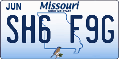 MO license plate SH6F9G