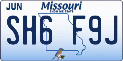 MO license plate SH6F9J