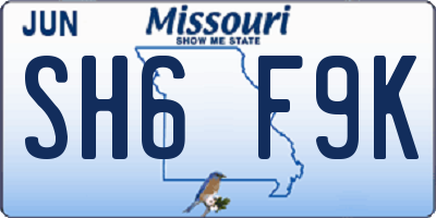 MO license plate SH6F9K