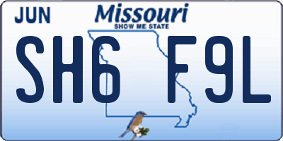 MO license plate SH6F9L