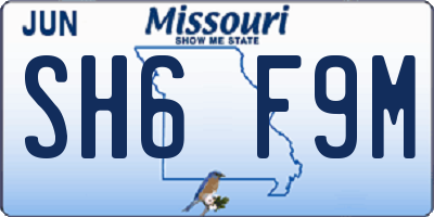 MO license plate SH6F9M