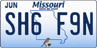 MO license plate SH6F9N