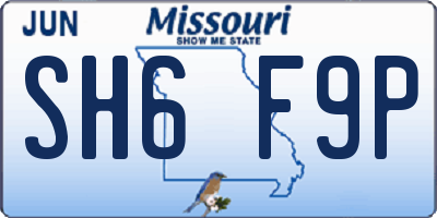 MO license plate SH6F9P