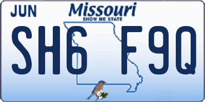 MO license plate SH6F9Q