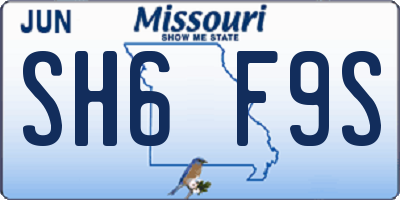 MO license plate SH6F9S