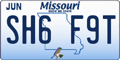 MO license plate SH6F9T