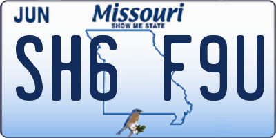 MO license plate SH6F9U
