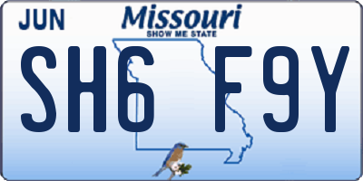 MO license plate SH6F9Y