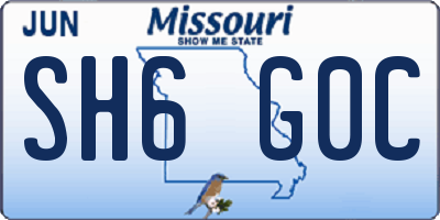 MO license plate SH6G0C
