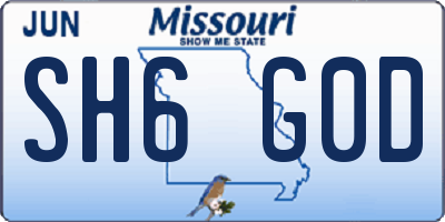 MO license plate SH6G0D