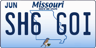 MO license plate SH6G0I