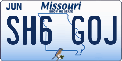 MO license plate SH6G0J