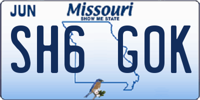 MO license plate SH6G0K