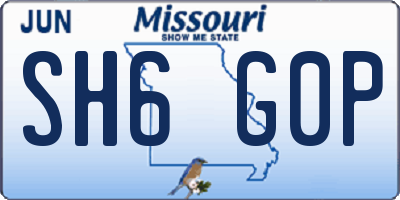 MO license plate SH6G0P