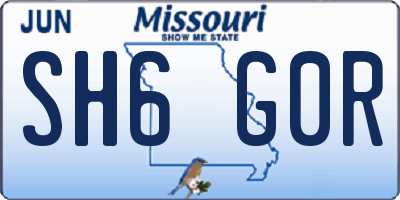 MO license plate SH6G0R