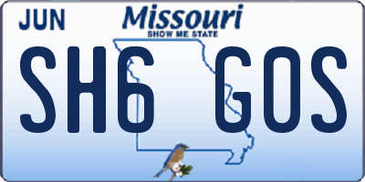 MO license plate SH6G0S
