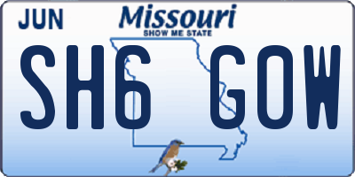 MO license plate SH6G0W