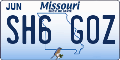 MO license plate SH6G0Z