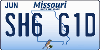 MO license plate SH6G1D