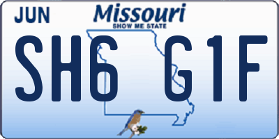 MO license plate SH6G1F