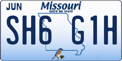 MO license plate SH6G1H