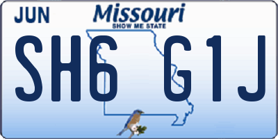 MO license plate SH6G1J