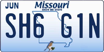 MO license plate SH6G1N