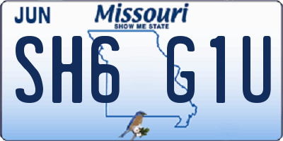 MO license plate SH6G1U