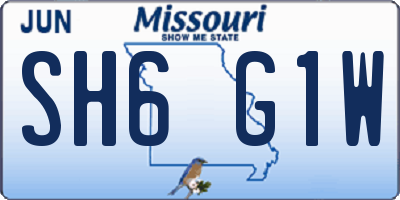 MO license plate SH6G1W