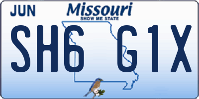MO license plate SH6G1X