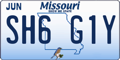 MO license plate SH6G1Y