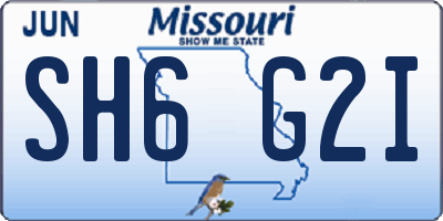 MO license plate SH6G2I