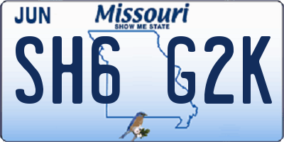 MO license plate SH6G2K