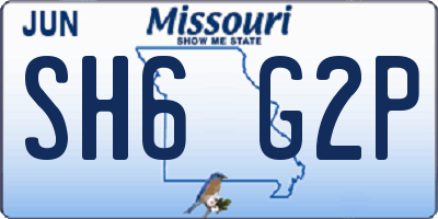 MO license plate SH6G2P