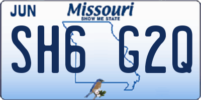 MO license plate SH6G2Q