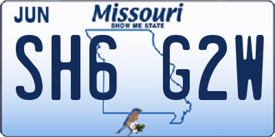 MO license plate SH6G2W