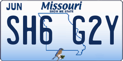 MO license plate SH6G2Y