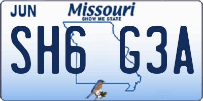 MO license plate SH6G3A