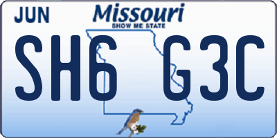 MO license plate SH6G3C