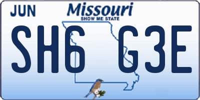 MO license plate SH6G3E