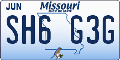 MO license plate SH6G3G