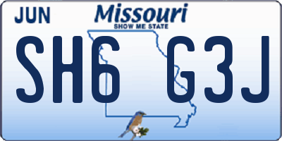 MO license plate SH6G3J