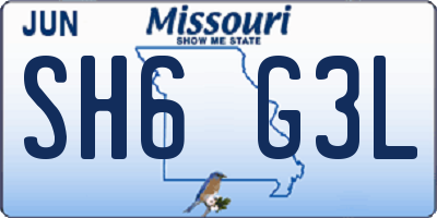 MO license plate SH6G3L