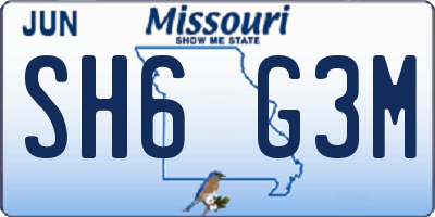 MO license plate SH6G3M