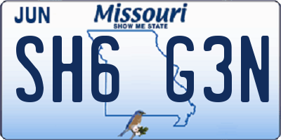 MO license plate SH6G3N