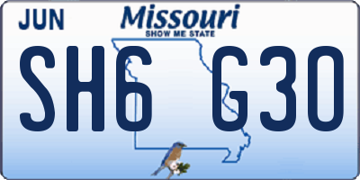 MO license plate SH6G3O