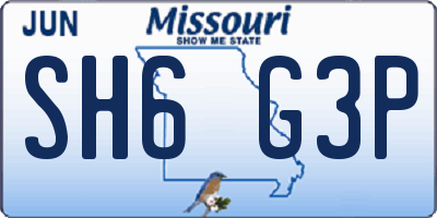 MO license plate SH6G3P