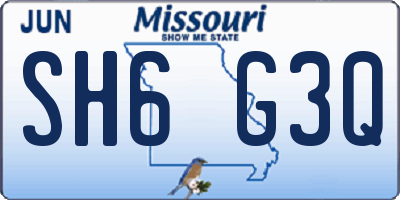 MO license plate SH6G3Q