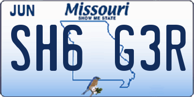 MO license plate SH6G3R